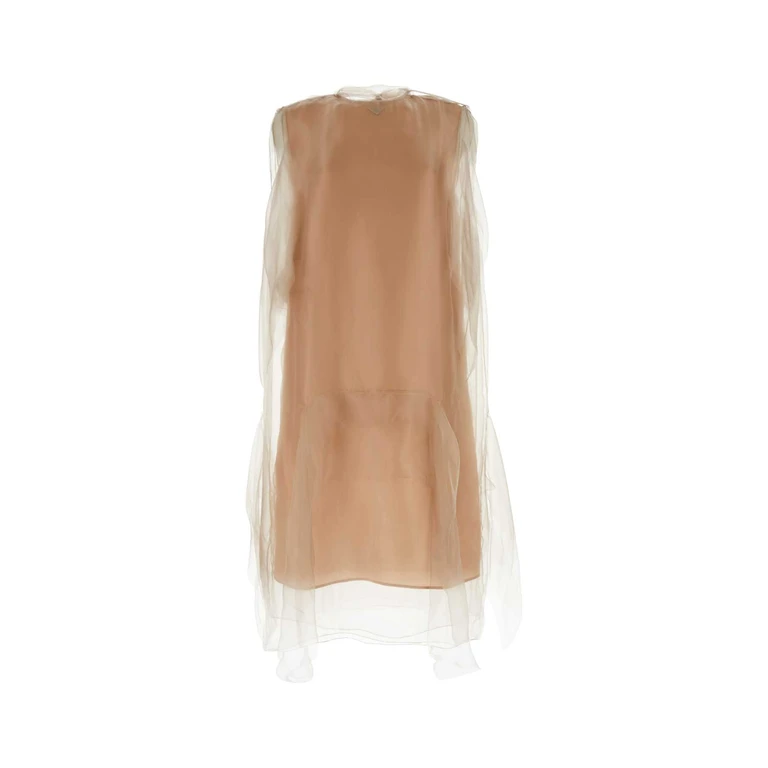Prada Powder Pink Voile Dress Phard Se-pl-trochus Niloticus Abiti - Women