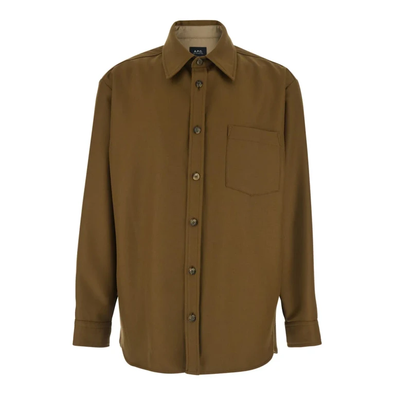 A. P.C. Brown Jacket With Classic Collar And Button Cuffs In Wool Blend Men