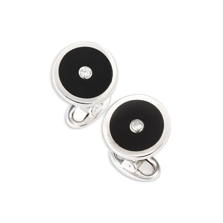 Diamond and Onyx Round Cufflinks