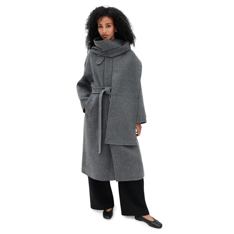DUNST Muffler Mac Coat Melange Grey M