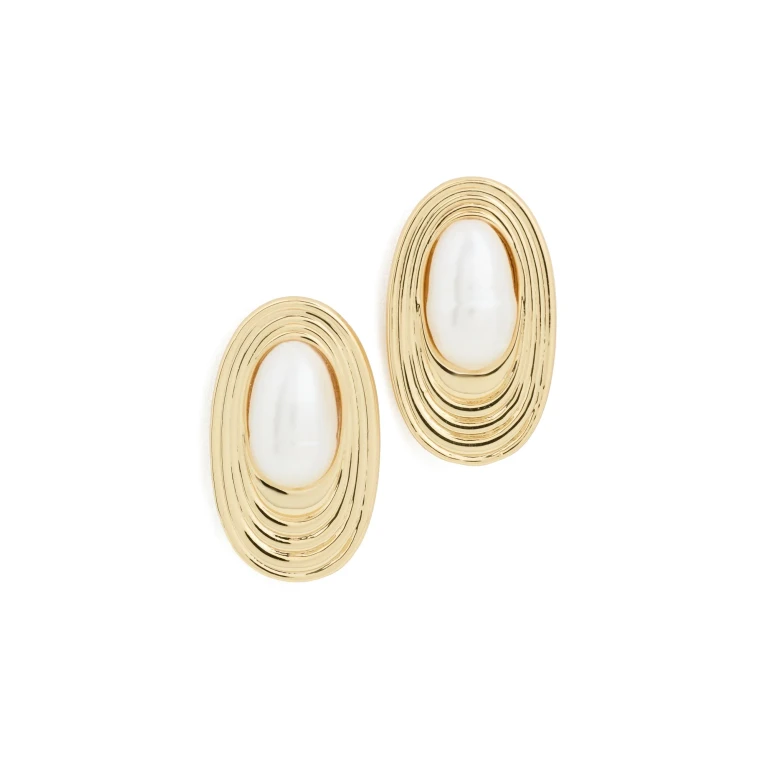 Mignonne Gavigan Candela Pearl Studs White Gold One Size