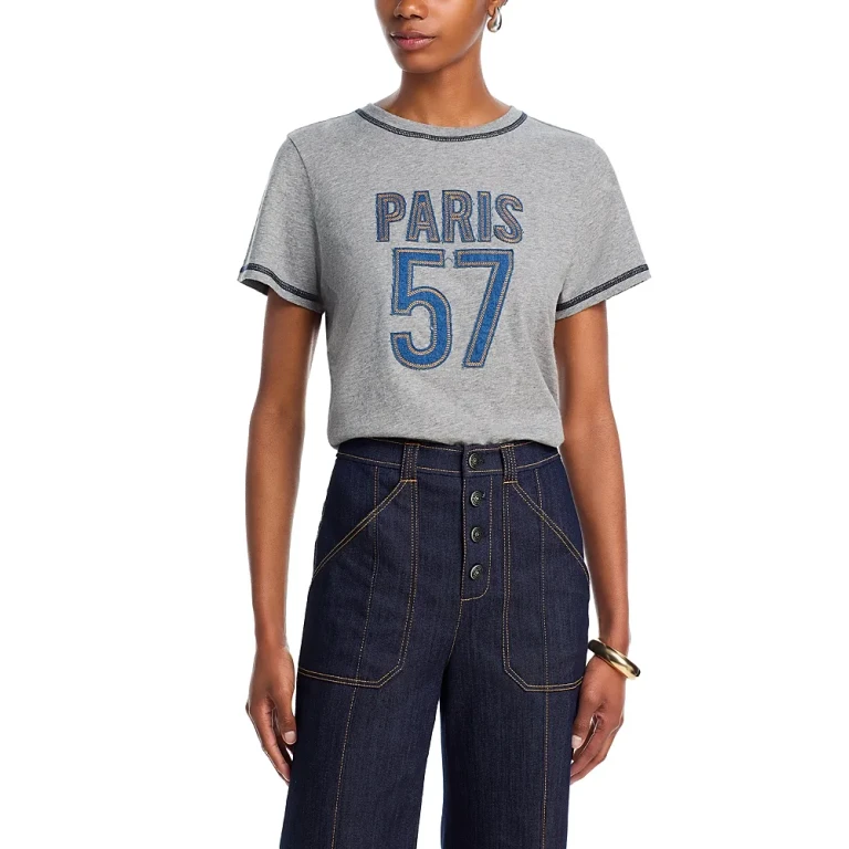 Cinq a Sept Trapunto Denim Tee