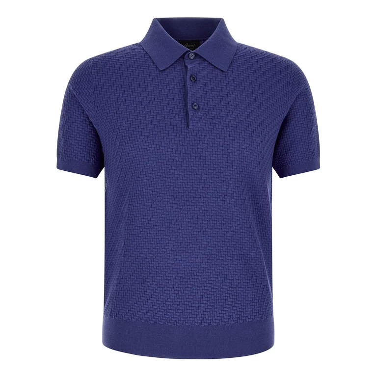 Brioni Blue Cotton Polo Shirt - Men
