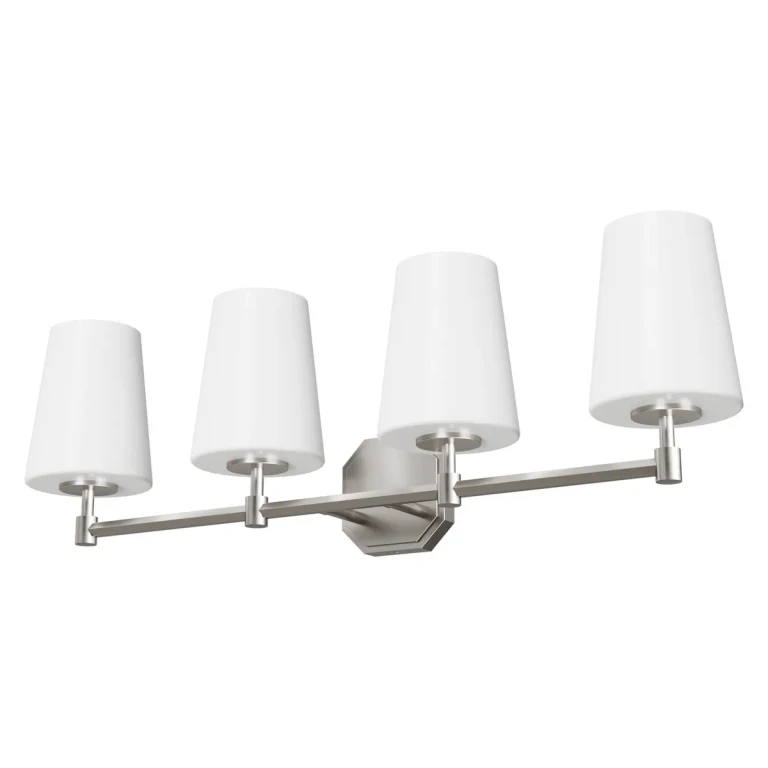 Brushed Nickel Four Light Vanity from the Nolita Collection