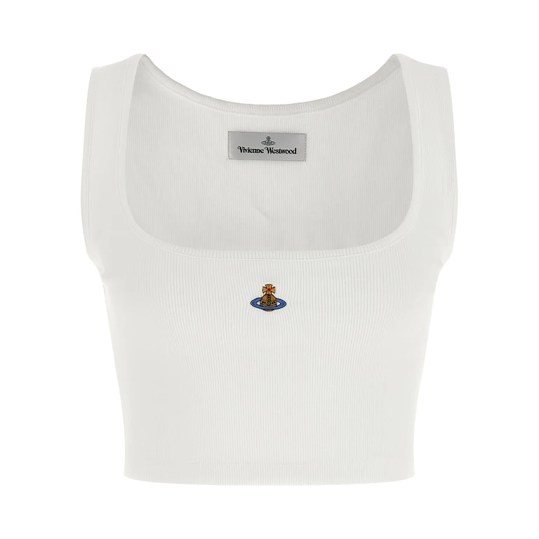 Vivienne Westwood Cropped Rib Top White Cotton Tops - Women