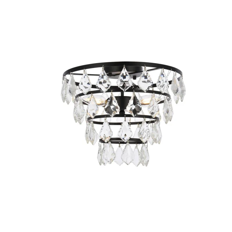 Black Three Light Flush Mount from the Ella Collection