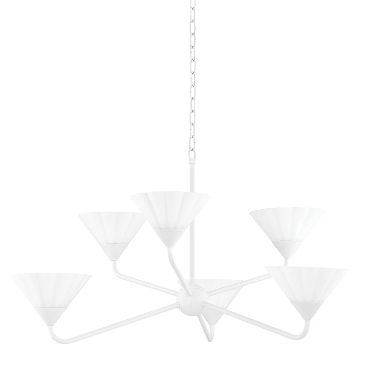 Textured White Six Light Chandelier from the Kelsey Collection