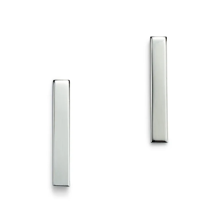 Bar Stud Earrings in 14K White Gold