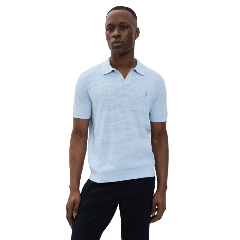 Polo Ralph Lauren Short-Sleeve Cotton Blend Textured Johnny Polo Office Blue/Deckwash White XS