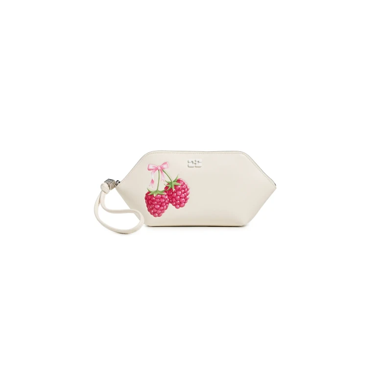 GANNI Bou Raspberry Make Up Pouch Egret One Size