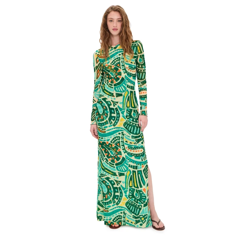 Eywasouls Malibu Scarlet Dress Jade Ginkgo M