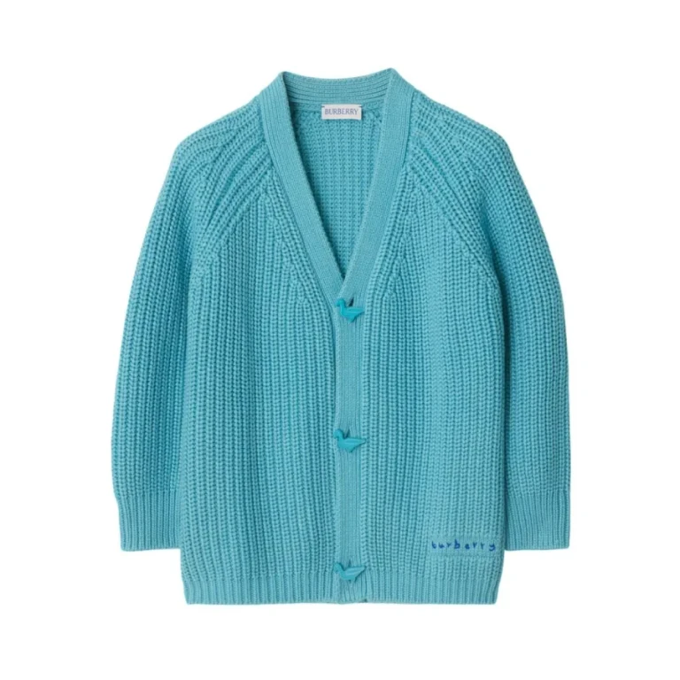 Burberry Kids Logo Embroidery V-Neck Cardigan