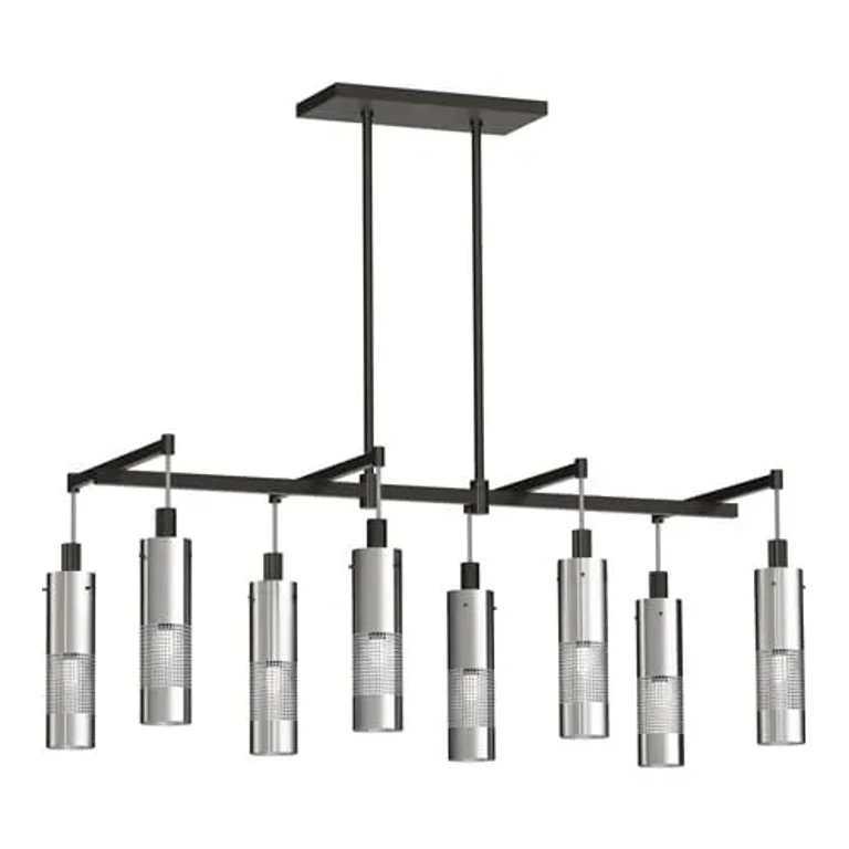 George Kovacs Grid 3 8-Light Kitchen Island Light in Coal with Brushed Nickel