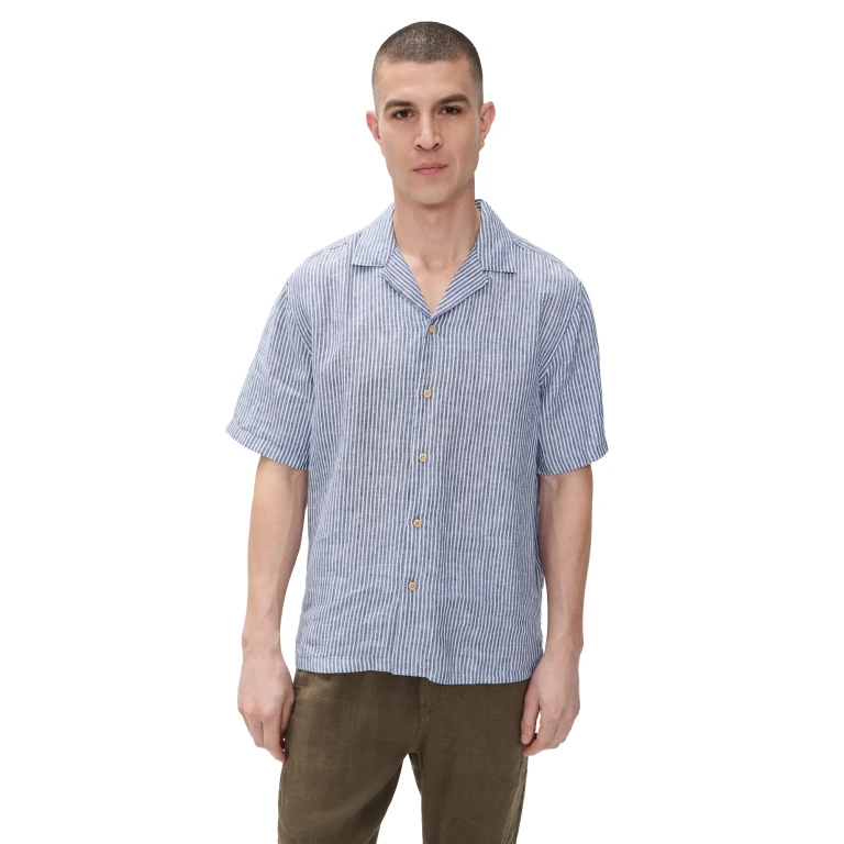 Faherty Short Sleeve Laguna Linen Camp Shirt Khaki Pincheck XL