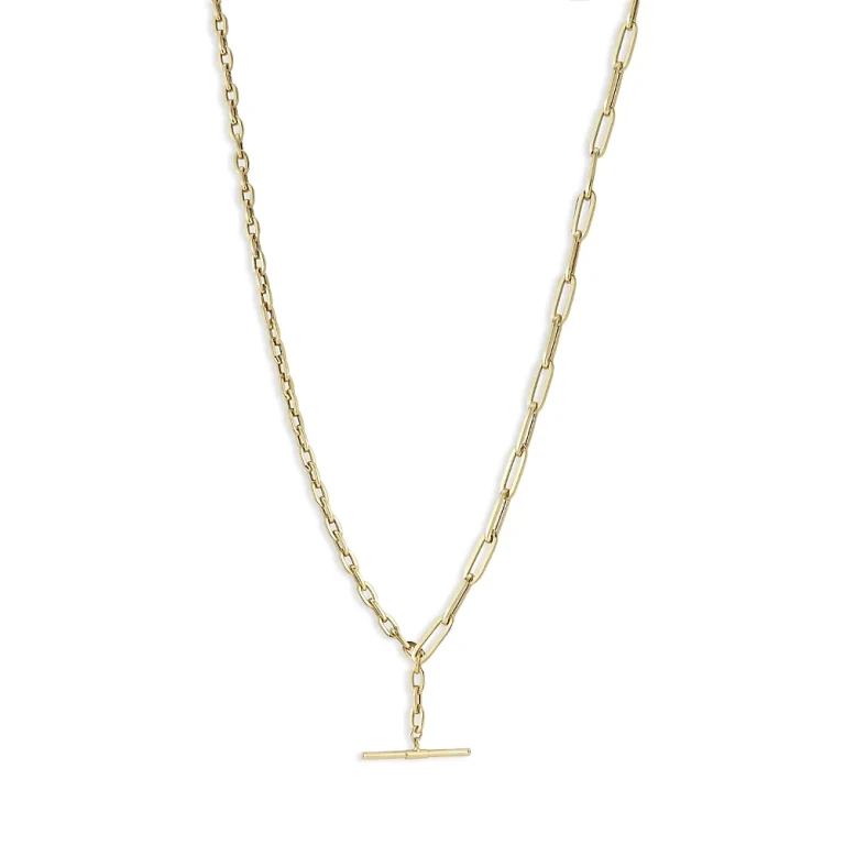 T Bar Statement Necklace in 14K Yellow Gold, 18