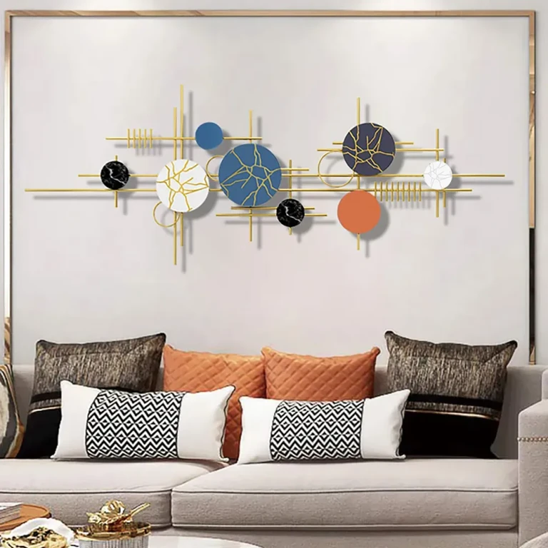 59" Modern Geometric Metal Wall Decor in Multi-color Overlapping Wall Background Art