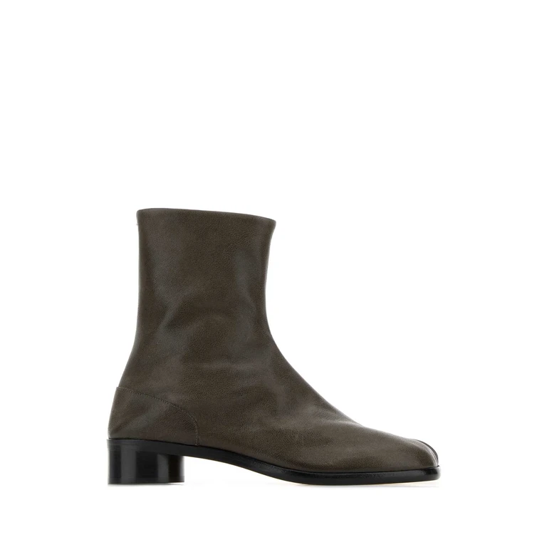 Olive Green Leather Tabi Ankle Boots Coldbrown Stivali - Men