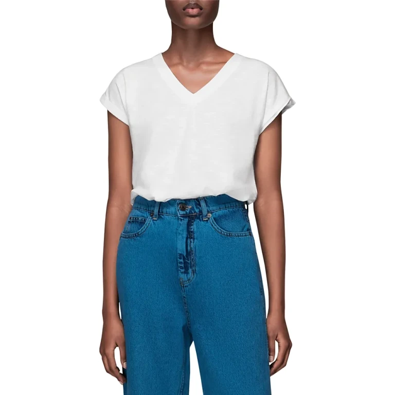 Whistles Willa V Neck Cap Sleeve Tee