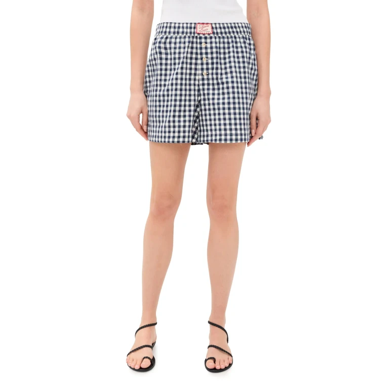 Marine Layer Poplin Boxer Shorts Navy/White Gingham M