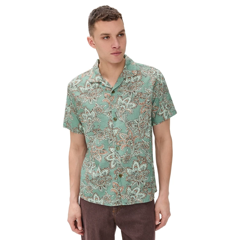 Rhythm Paisley Short Sleeve Shirt Green Tea L