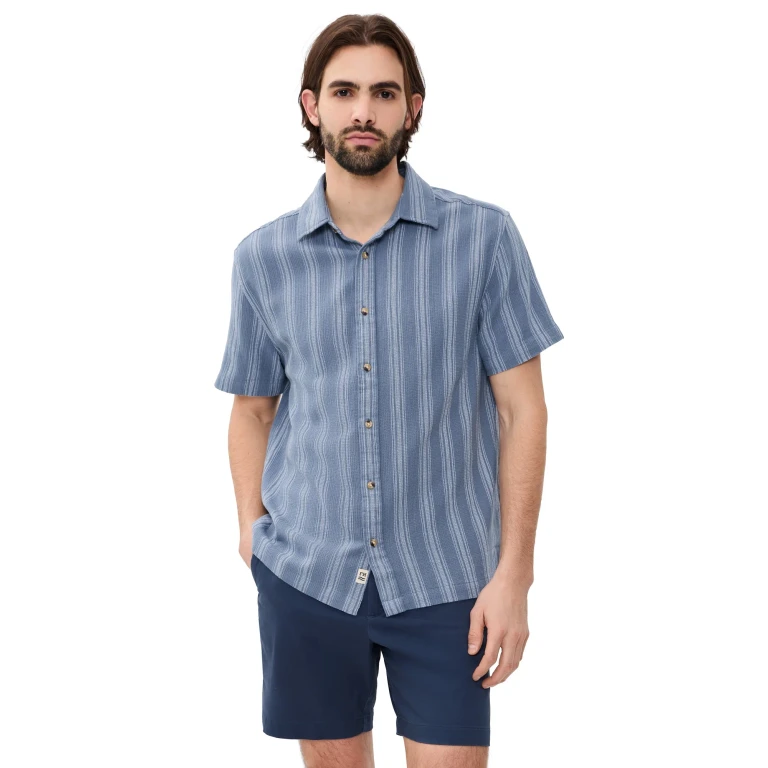 Fair Harbor Oasis Textured Shirt Beachwood Stripe XXL