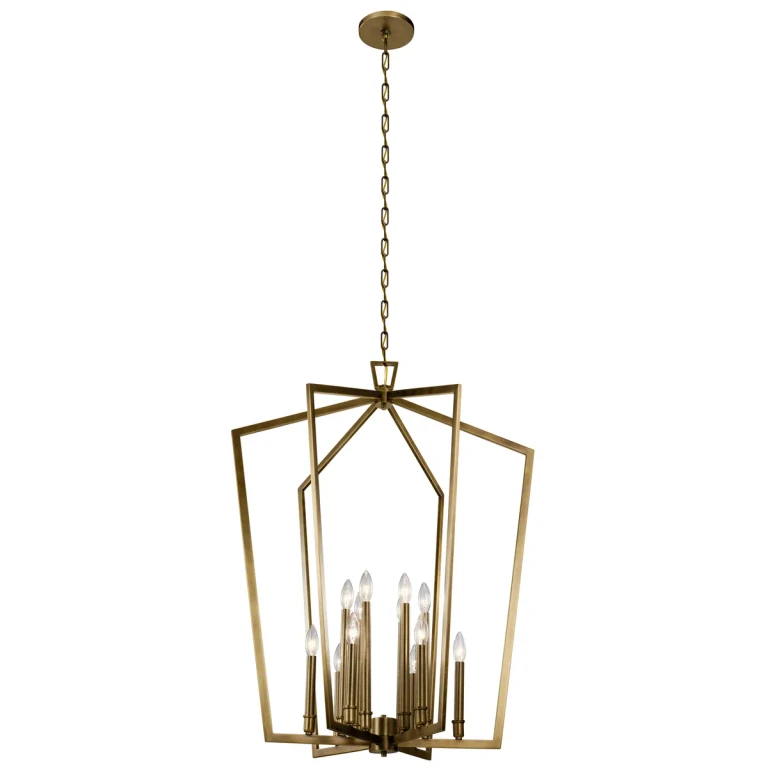 Abbotswell 12-Light Traditional Chandelier in Natural Brass