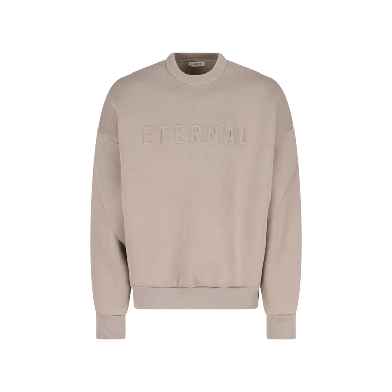 Fear of God eternal Beige Crewneck T-shirt With Dropped Shoulders And Tonal Embroidery On The Front In Cotton Blend Man