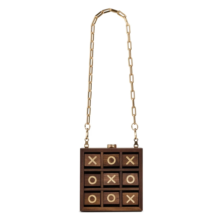 Cult Gaia Tic Tac Toe Clutch Walnut One Size