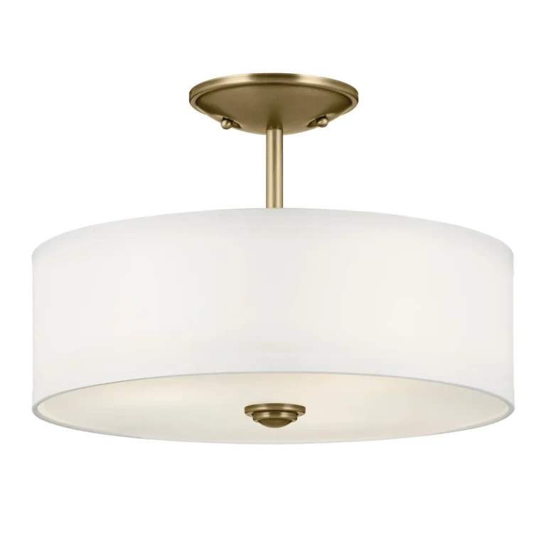Natural Brass Three Light Semi Flush Mount from the Shailene Collection