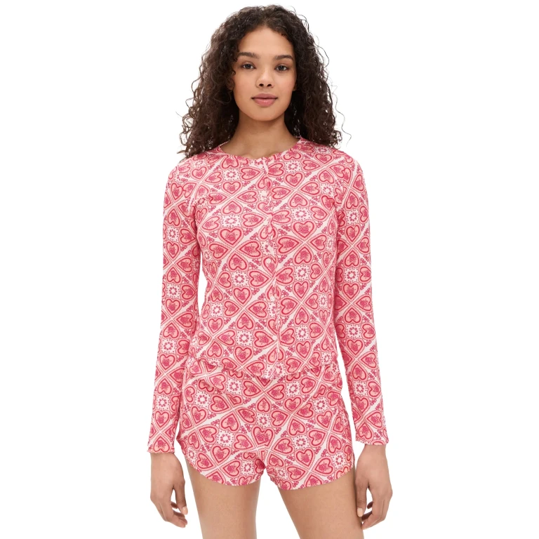 Hill House Home The Kaelie Pointelle Cardigan Patchwork Doily Heart/White M