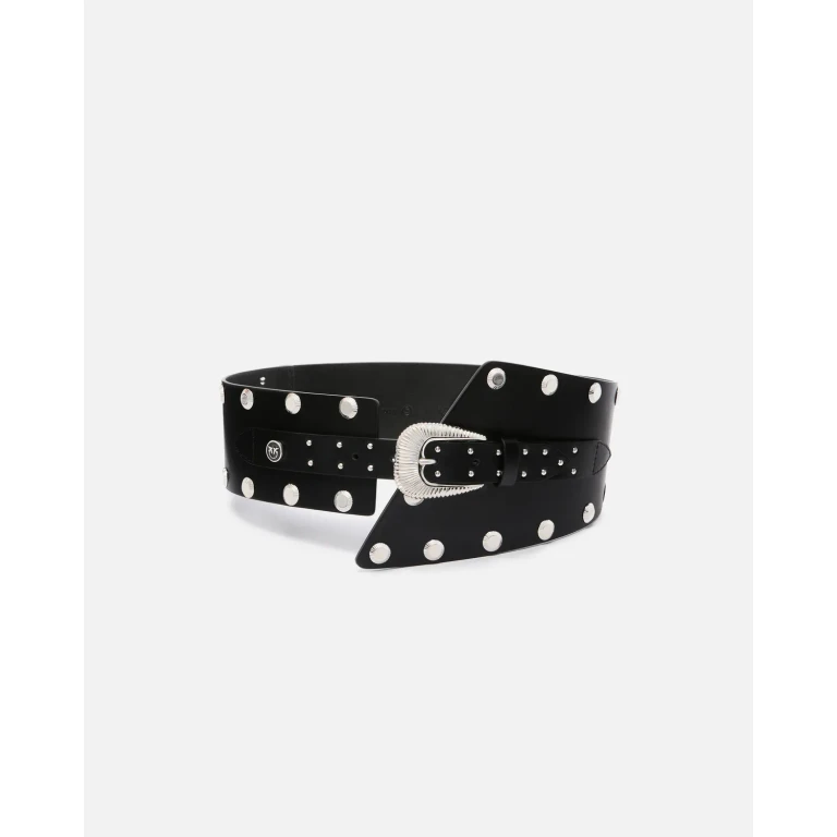 Pinko - Ceinture cloutée en cuir avec sangle 15 cm - S