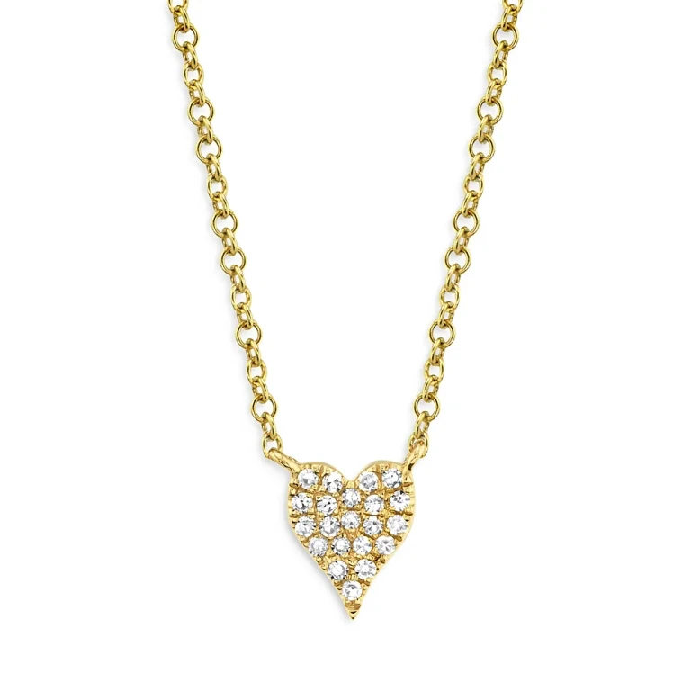 14K Yellow Gold Diamond Heart Pendant Necklace - Exclusive