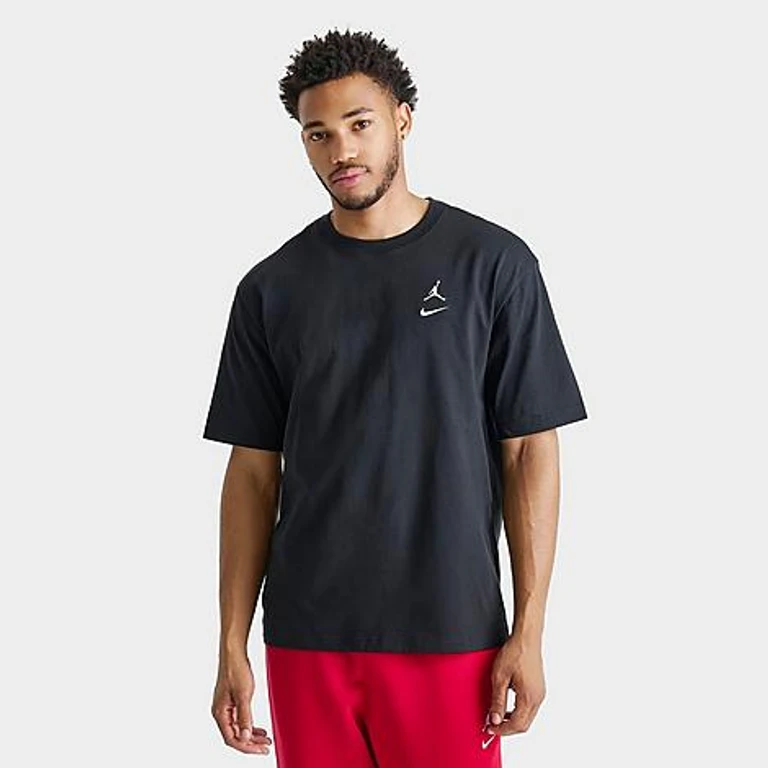 Jordan Men's Brooklyn Swoosh Logo T-Shirt in Black/White Size: Small