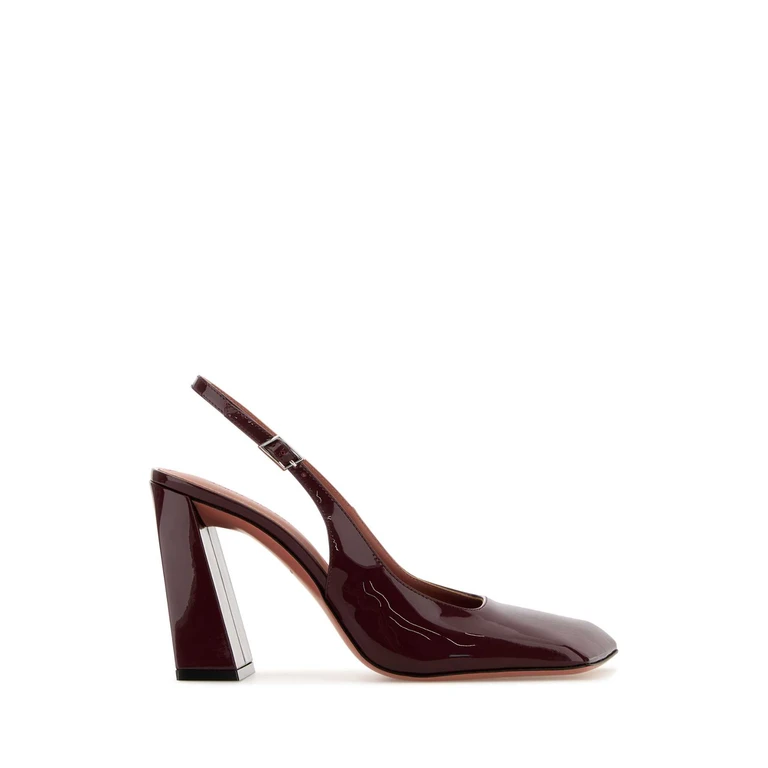 Amina Muaddi Grape Leather Charlotte Pumps