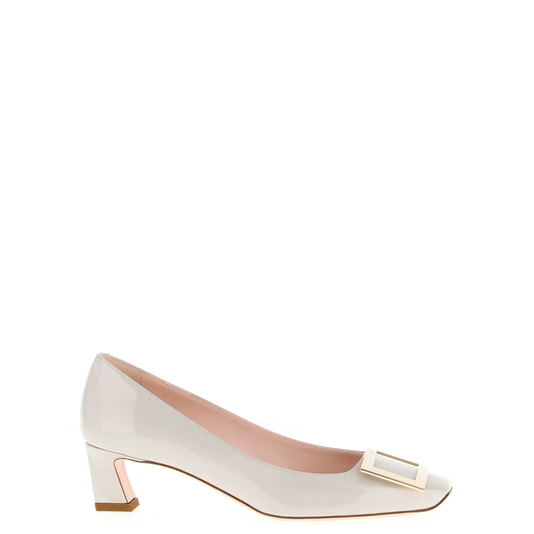 Roger Vivier White Calfskin Mid Heel Pumps - Women