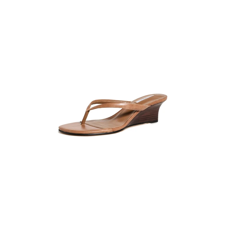 Edgy Thong Wedge Sandals Tan Vintage 8.5