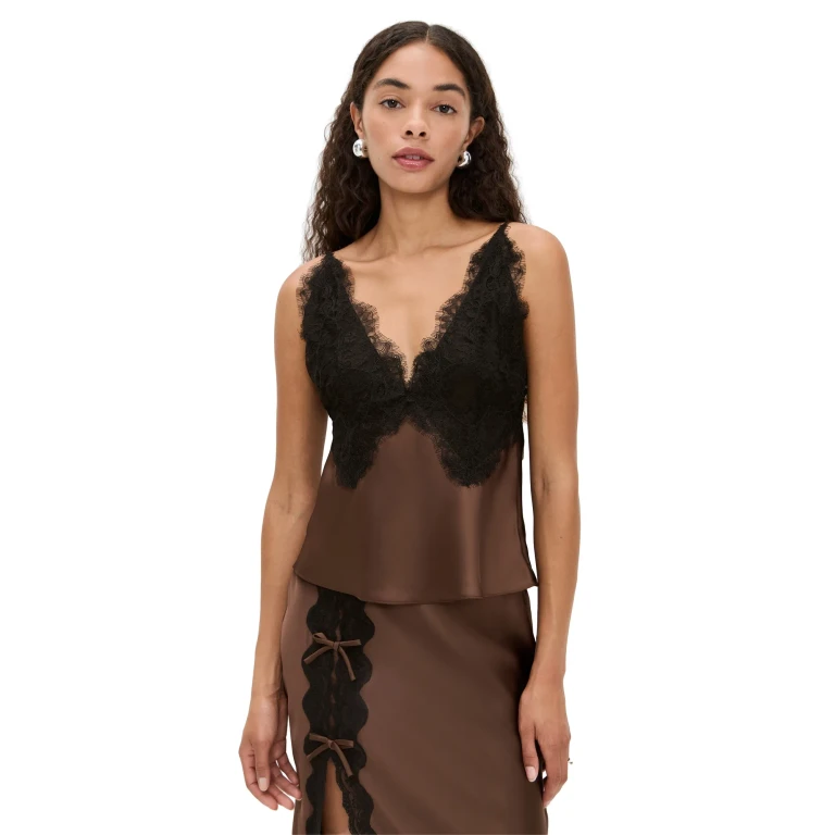 LoveShackFancy Elloryn Top Chocolate Brown M