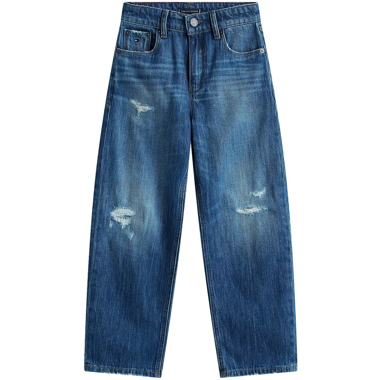 Tommy Hilfiger Kids Baggy Destructions Dark Jeans Blue - Kids