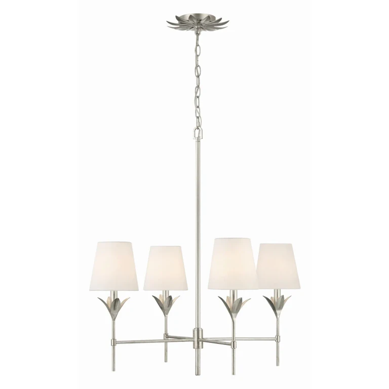 Antique Silver Four Light Chandelier from the Broche Collection