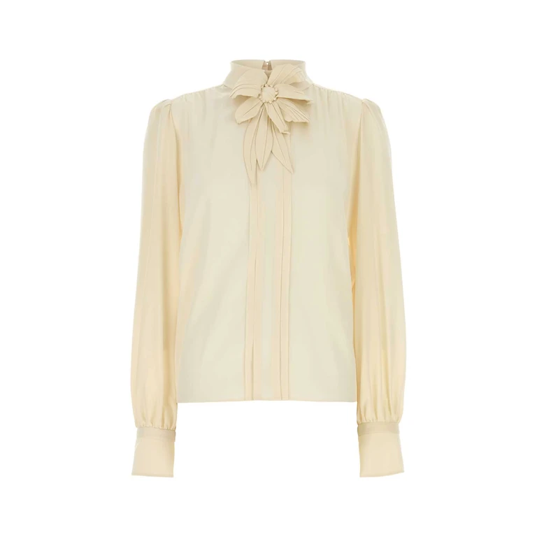Valentino Garavani Cream Silk Blouse Vaniglia Exterior: Maglie - Women