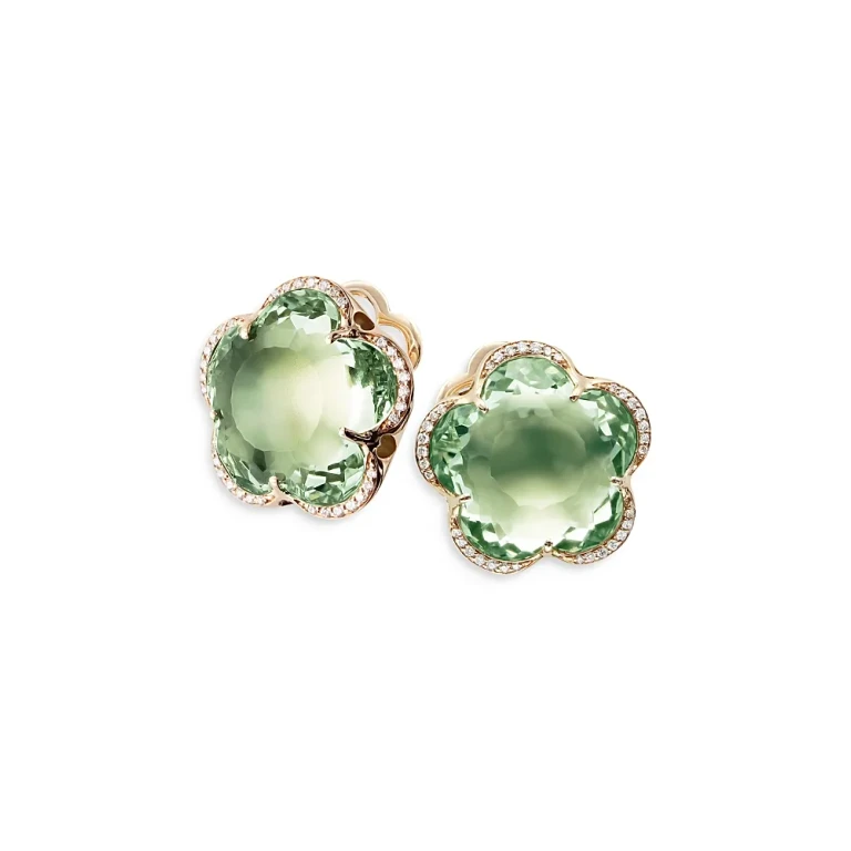 Pasquale Bruni 18K Rose Gold Bon Ton Prasiolite & Diamond Dolce Vita Stud Earrings