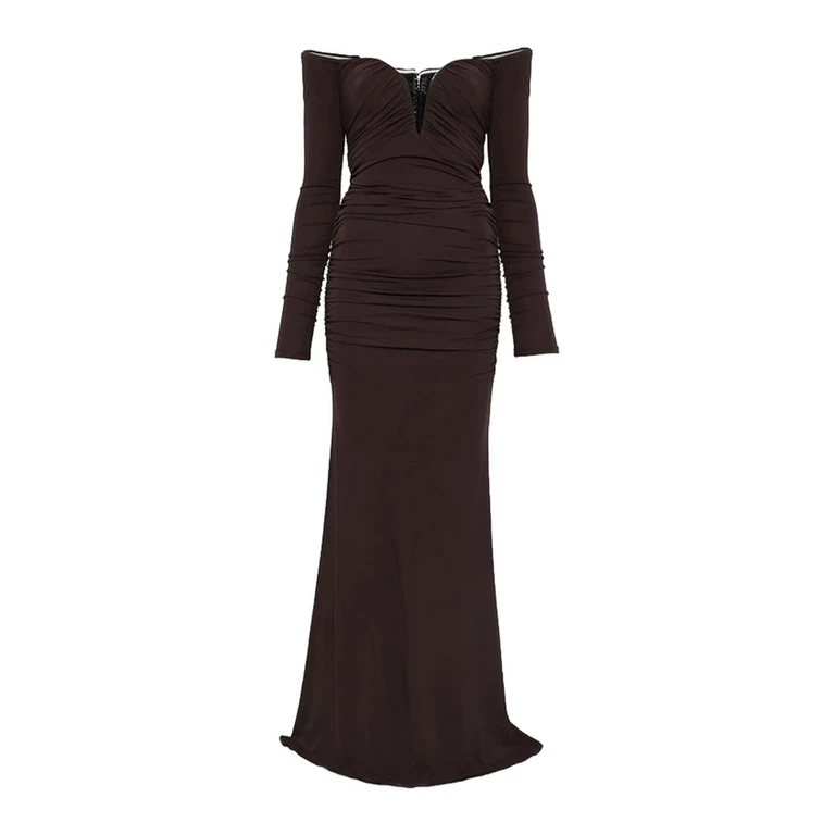 Elisabetta Franchi Off-the-shoulder Gathered Maxi Dress