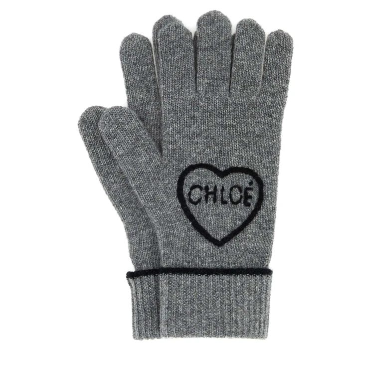 Chloé Grey Wool Blend Gloves