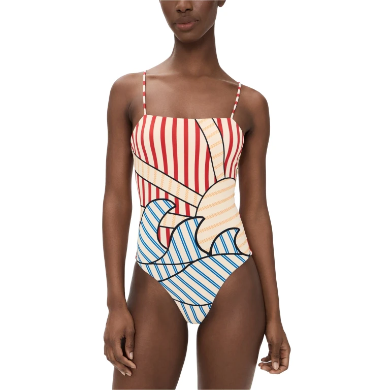 FARM Rio Navy Stripes Off-White One Piece Navy Stripes Off White M