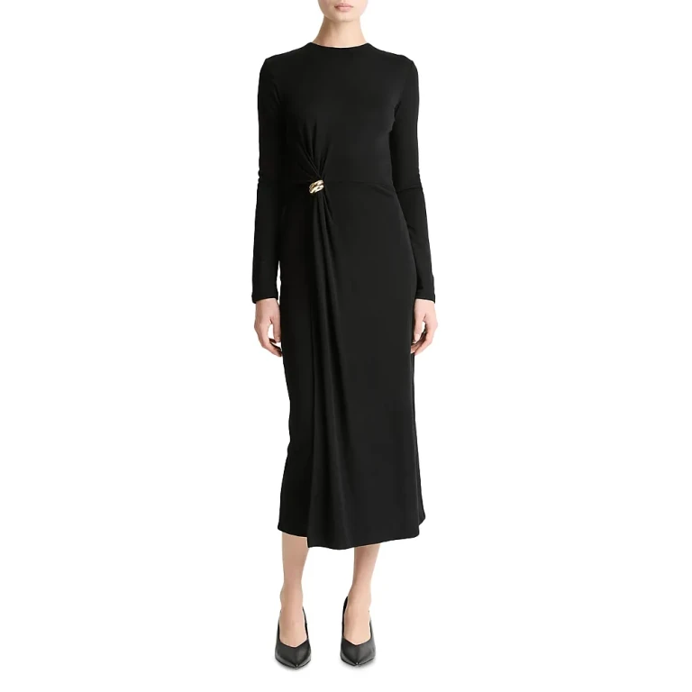 Vince Side Drape Midi Dress