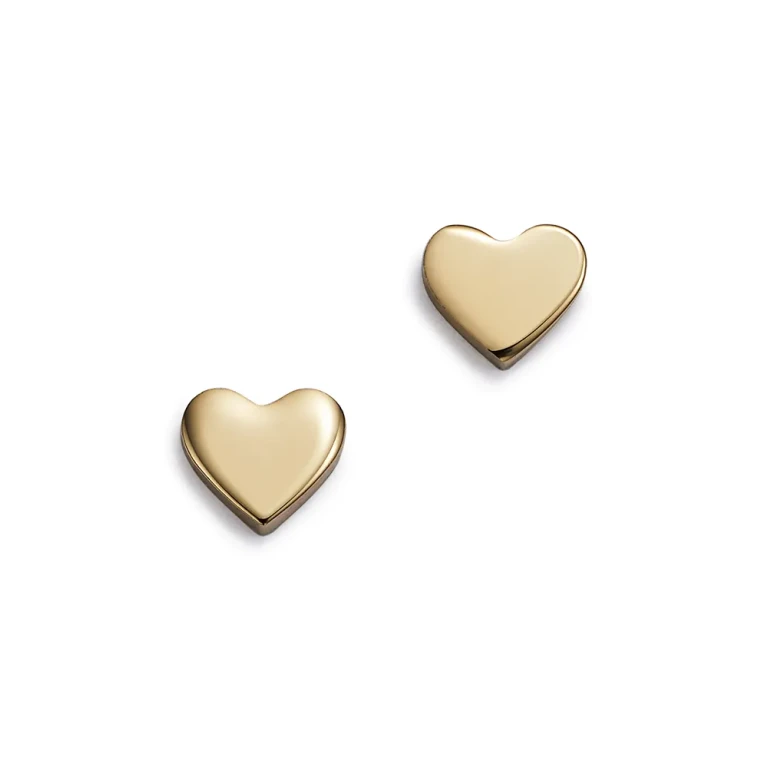 Heart Stud Earrings in 14K Yellow Gold