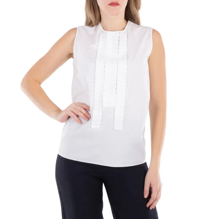 Marni Pleated Detailing Poplin Sleeveless Top