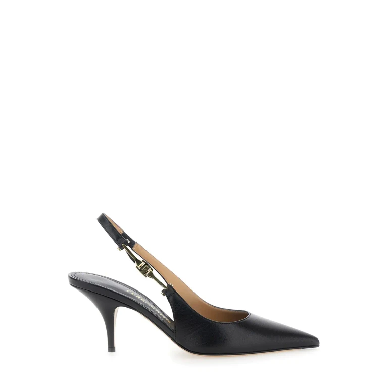 Ferragamo tally Black Slingback Pumps With Medium Stiletto Heel In Leather Woman