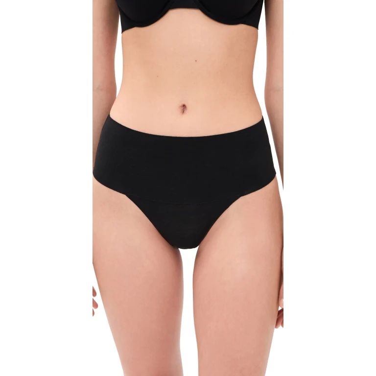 SPANX Spanx Supersmooth Undie-Tectable Cotton Thong Very Black XL