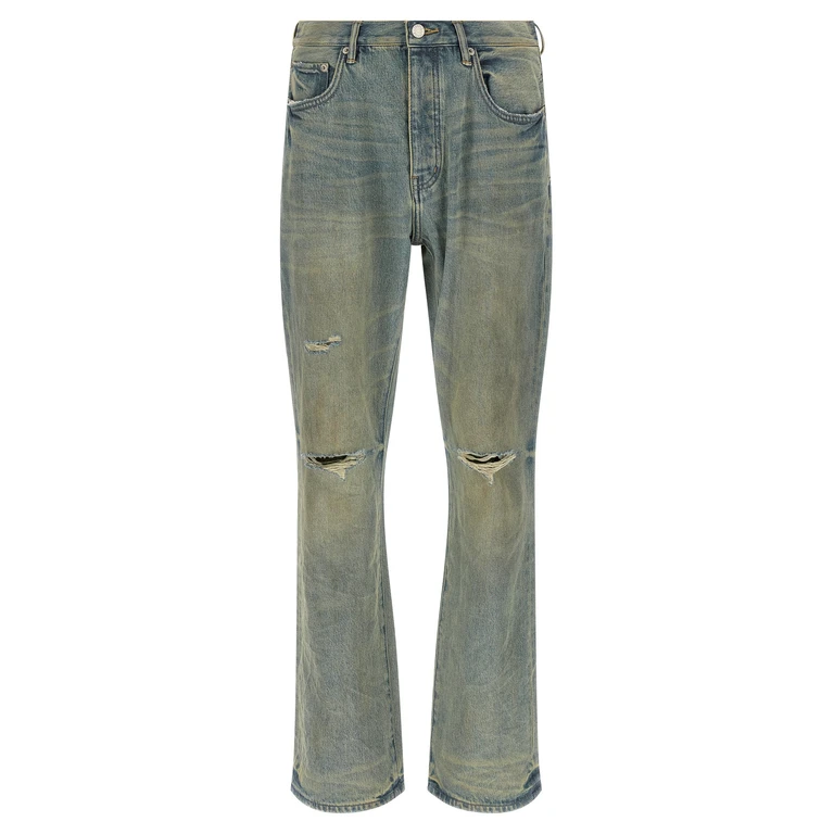 Purple P026 Dirty Fade Rip Boot jeans Light Blue Cotton - Men